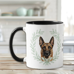 Caneca Coroa de Eucalipto Malinois Belga Monograma