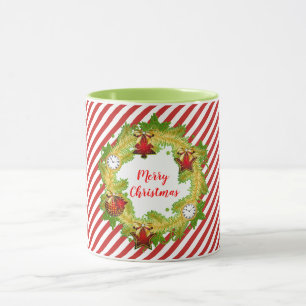 Caneca Coroa de Natal com Listras