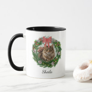 Caneca Coroa de Natal Pet Foto Nome Personalizado