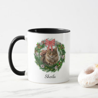 Caneca Coroa de Natal Pet Foto Nome Personalizado