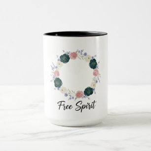 Caneca Coroa Floral Boho "Espírito Livre"