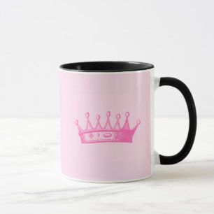 Caneca Coroa princesa magenta em fundo rosa
