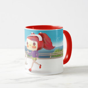 Caneca Correndo com Cachorro pelo Mar