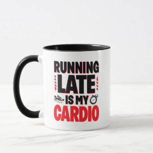 Caneca "Correndo Tarde é Meu Cardio" Engraçado Citação