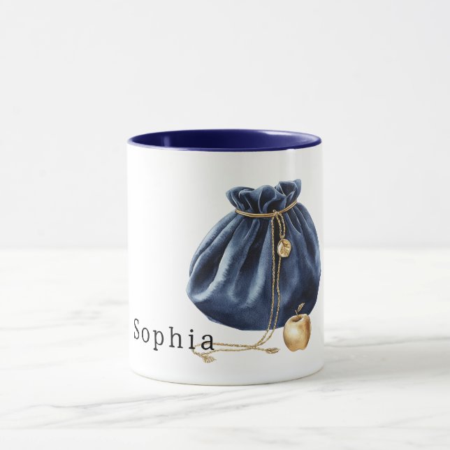 Caneca Corrente de Maçã Dourada Bolsa Azul (Centro)