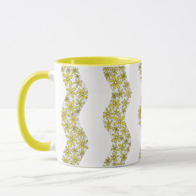 Caneca Corrente de margarida Flor Brilhante Flores amarel (Esquerda)