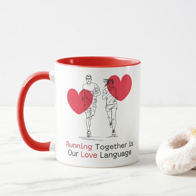 Caneca Correr Juntos é nossa linguagem de amor executando (Com Donut)