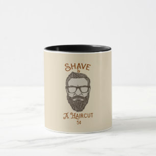 Caneca Corte & Um Cabelo Gráfico de Barbearia Retro Tipo