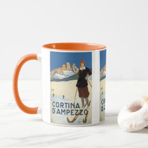 Caneca Cortina d'Ampezzo, Itália, Viagens Antigas Esqui A