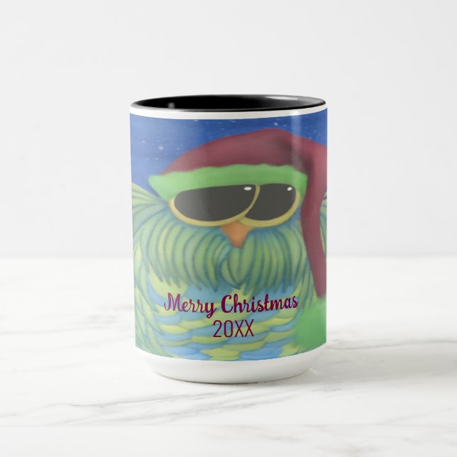 Caneca Coruja Adorável com Papai Noel (Centro)
