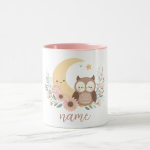 Caneca Coruja-bebê bonita com lua