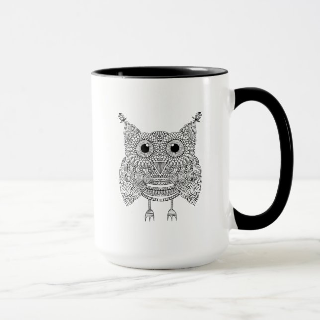Caneca Coruja bonito do Doodle (Direita)