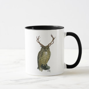 Caneca Coruja com Antlers simples 2