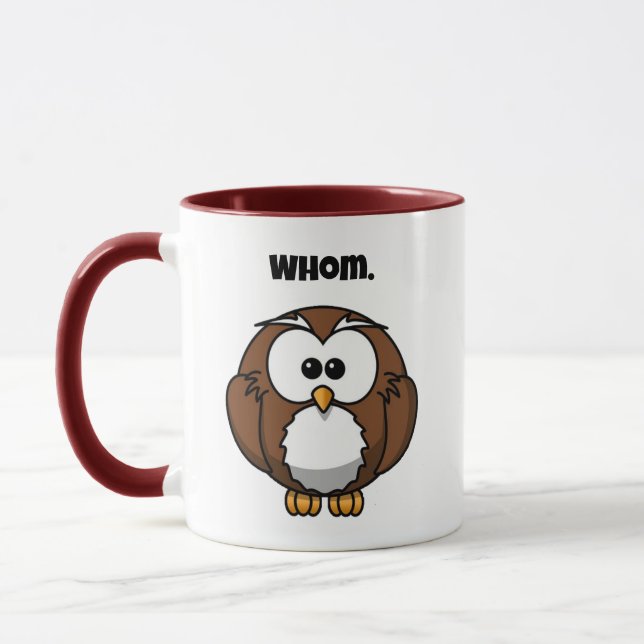 Caneca Coruja de desenho animado engraçada de gramática p (Esquerda)