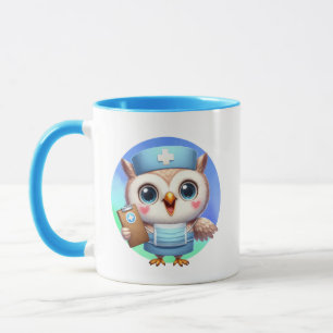 Caneca Coruja-de-Enfermeira-branca adiciona monograma