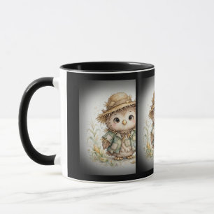 Caneca Coruja Espantalho em Milharal Halloween