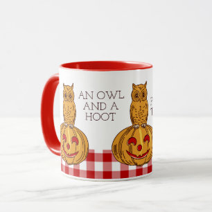 Caneca Coruja na Pumpkin Gingham Pattern Mug