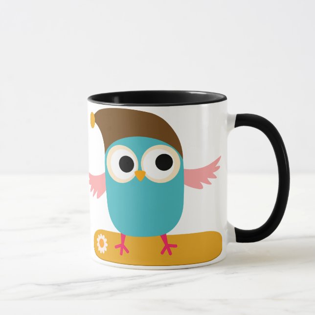 Caneca Coruja no Snowboard, esportes (Direita)