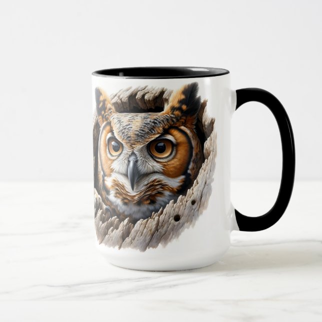Caneca Coruja num buraco de árvore (Direita)