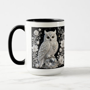 Caneca Coruja Pérola Cristal Branco