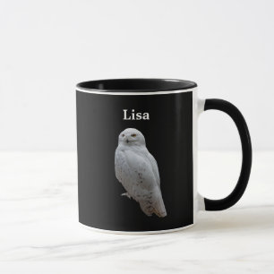 Caneca Coruja personalizada da neve no preto