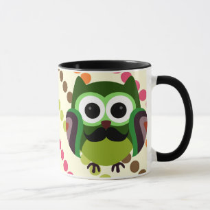 Caneca Coruja retro com bigode