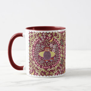 Caneca Coruja Vinho Vermelho