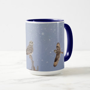 Caneca Corujas de orelhas curtas num dia de neve