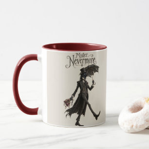 Caneca Corvo com um Guarda-Chuva Preto