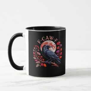 Caneca Corvo Corvo Engraçado F-Caw-F Gráfico Vintage Over