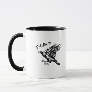 Caneca Corvo Engraçado F-Caw-F Essencial Minimal Limpo