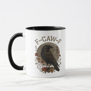 Caneca Corvo Engraçado F-Caw-F Humor Gótico Essencial Ten