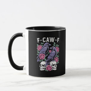 Caneca Corvo F-Caw-F Pássaro Engraçado Lua Gótico Humor A