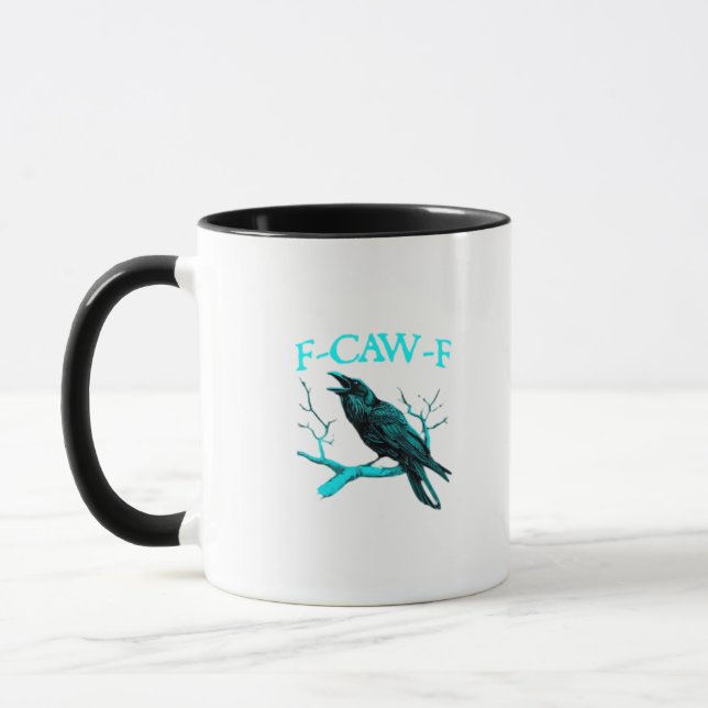 Caneca Corvo F-Caw-F Pássaro Engraçado Retro (Esquerda)