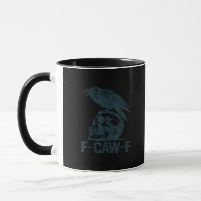 Caneca Corvo F-Caw-F Retro Amante de Corvos Engraçado (Esquerda)