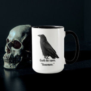 Caneca Corvo Preto Com Citação de Poe