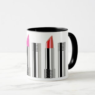 Caneca Cosmetólogo Lipstick cromo vermelho-rosa belo