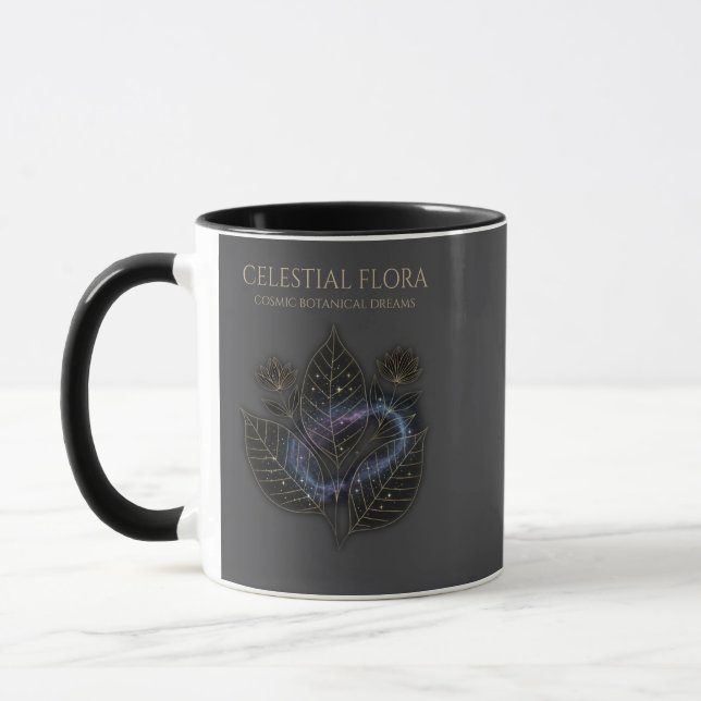 Caneca Cosmic Botanical Shadows & Starry Plant Outlines (Esquerda)