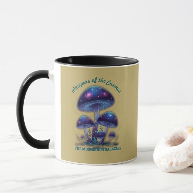 Caneca Cosmic Galaxy Mushrooms • Whimsical Fantasy Fungi  (Com Donut)