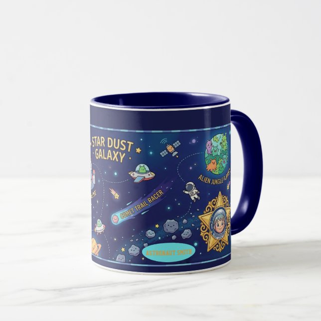 Caneca Cosmic Galaxy Star Dust Map Kids Adventure Mug (Frente Esquerda)