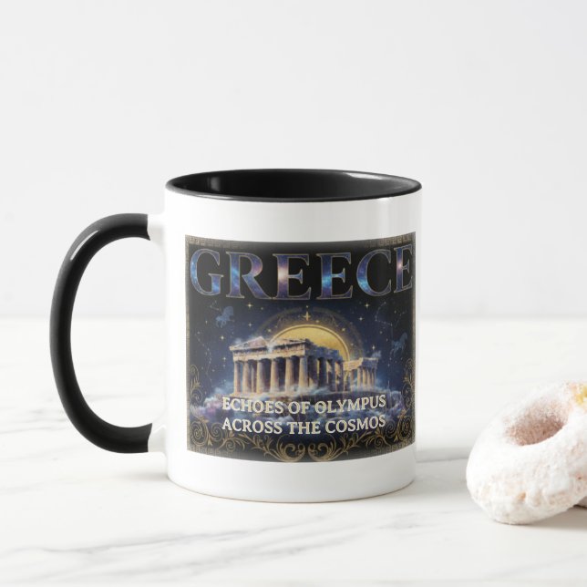 Caneca Cosmic Greece Ancient Temple Celestial Art (Com Donut)