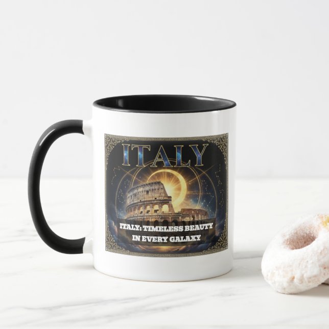 Caneca Cosmic Italy Roman Colosseum Celestial Art (Com Donut)
