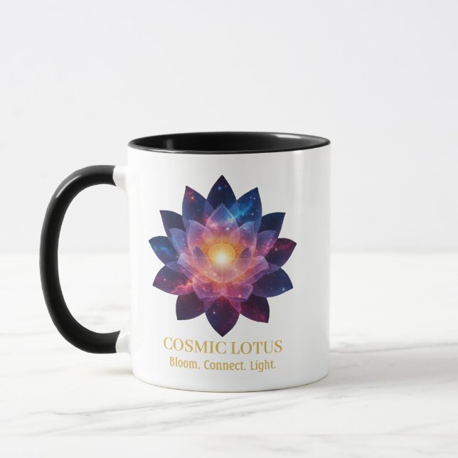 Caneca Cosmic Lotus Flower | Galaxy Bloom Energy (Esquerda)