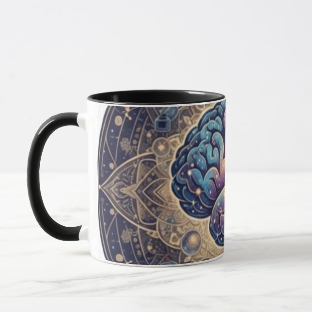 Caneca Cosmic Mind Mandala – Abstract Brain Art (Esquerda)