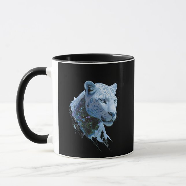 Caneca Cosmic Snow Leopard Abstract Art (Esquerda)