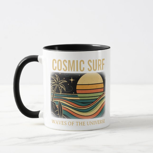 Caneca Cosmic Surf Retro Wave • Vintage Sunset Surfing (Esquerda)