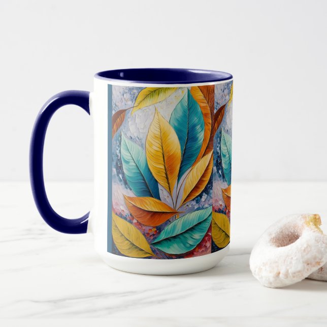 Caneca Cosmos Sun-Kissed | Modigliani Leaf Design (Com Donut)