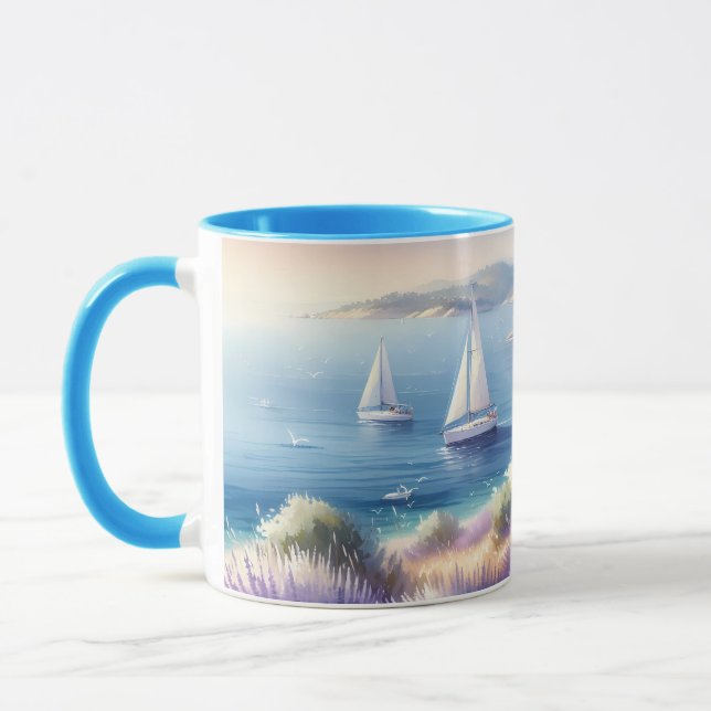 Caneca Costa Lavanda do Mediterrâneo com embarcações de n (Esquerda)