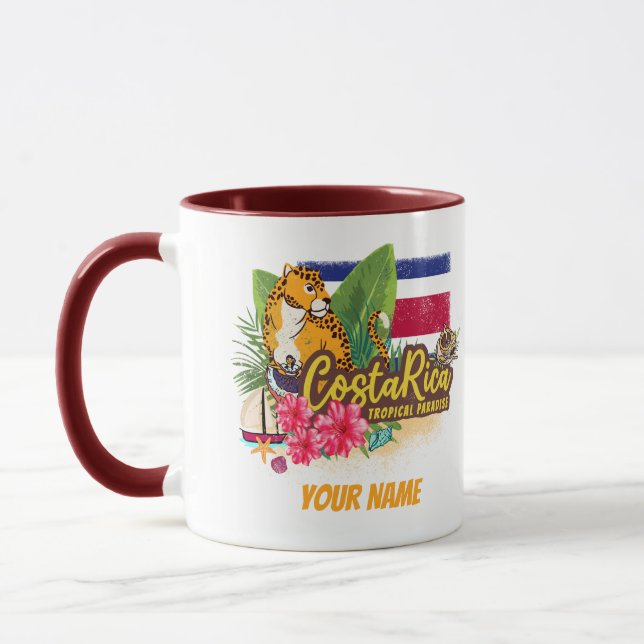 Caneca Costa Rica retro grande bandeira de colheita de ga (Esquerda)
