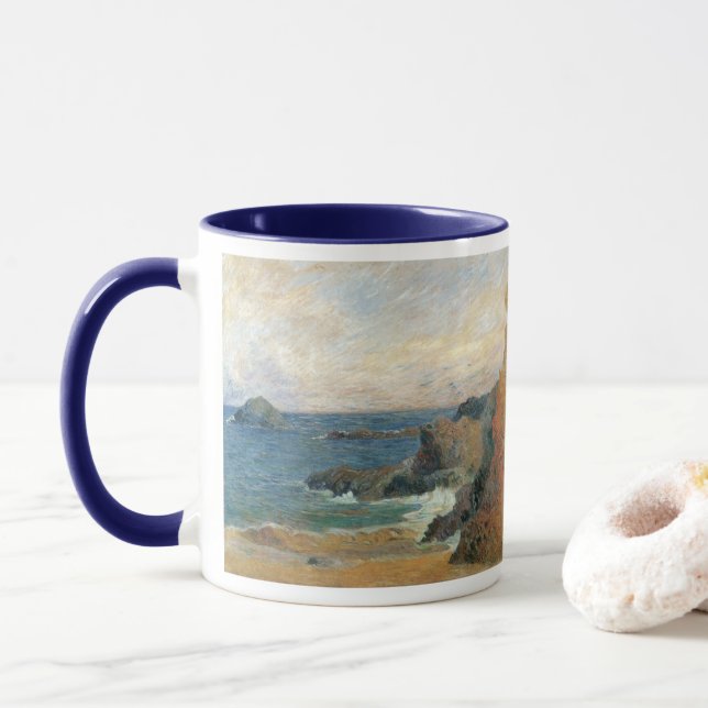 Caneca Costa Rocky por Paul Gauguin, Impressionismo Vinta (Com Donut)
